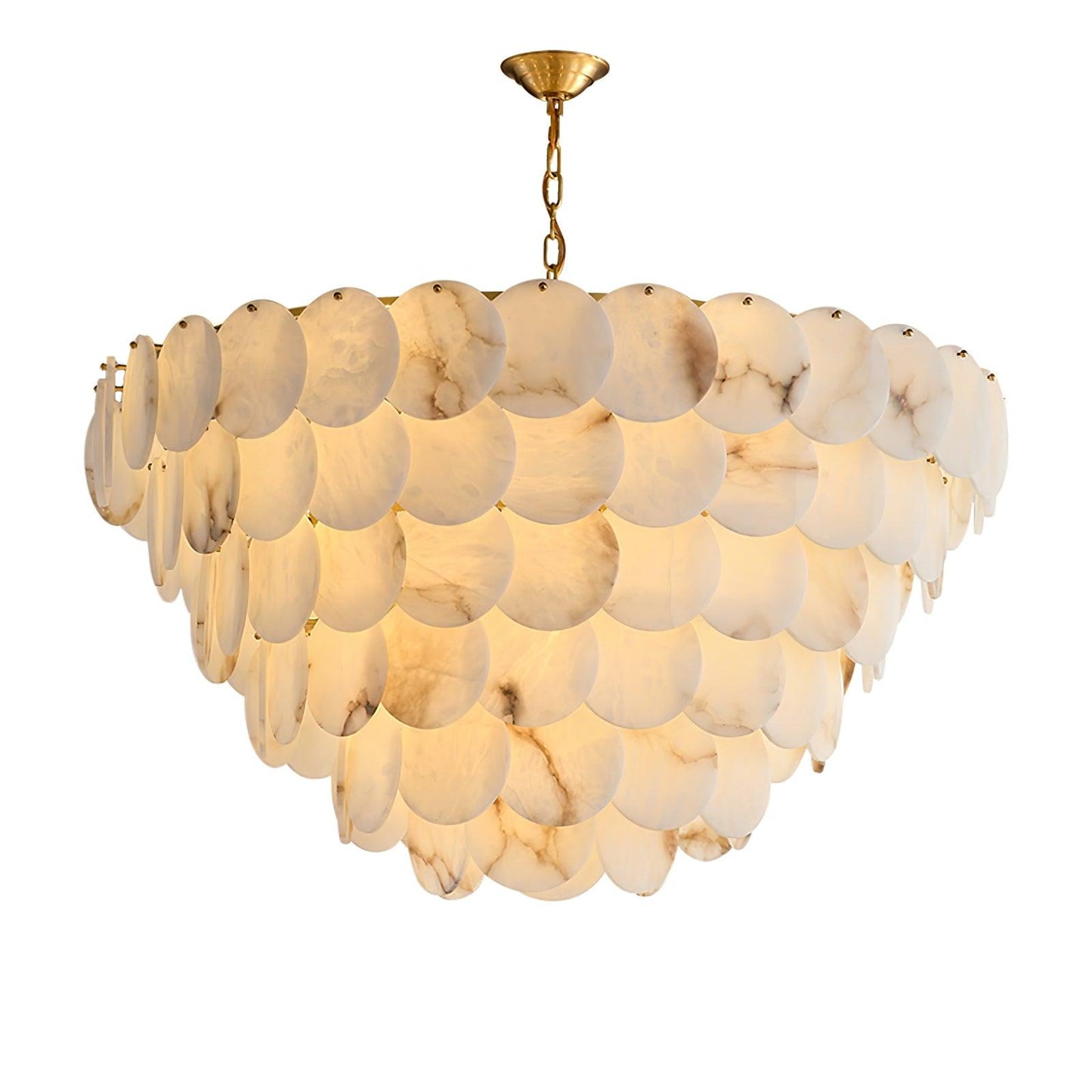 Alabaster Shell Brass Chandelier with Adjustable Height & Elegant Desi