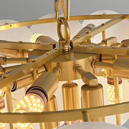 Alabaster Shell Brass Chandelier with Adjustable Height & Elegant Desi