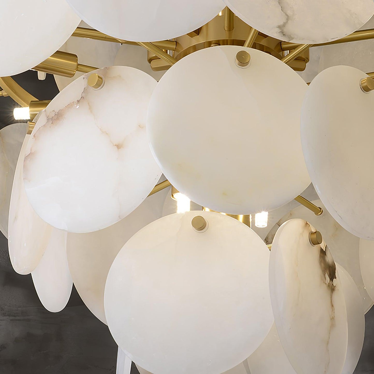 Alabaster Shell Brass Chandelier with Adjustable Height & Elegant Desi