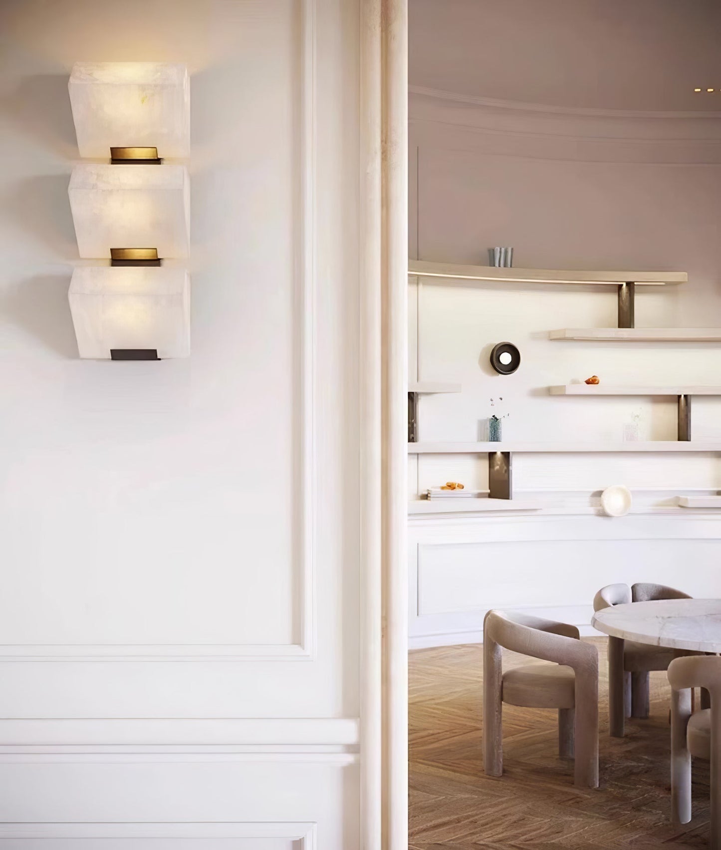 Alabaster Staircase Wall Lamp - Elegant Design, Adjustable Brightness