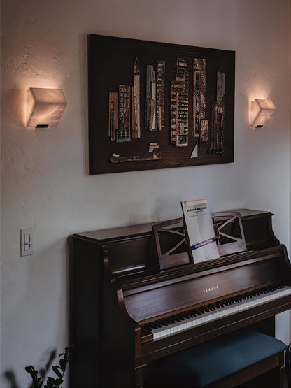 Alabaster Staircase Wall Lamp - Elegant Design, Adjustable Brightness