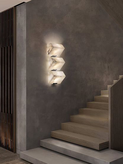 Alabaster Staircase Wall Lamp - Elegant Design, Adjustable Brightness