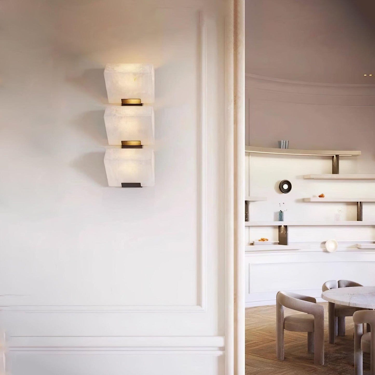 Alabaster Staircase Wall Lamp - Elegant Design, Adjustable Brightness
