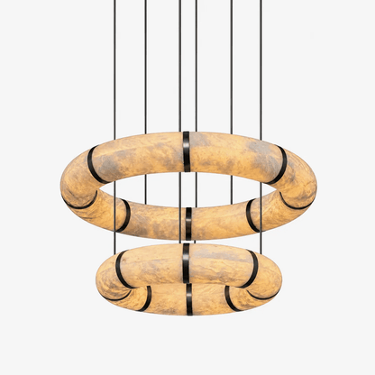 Alabaster Torus Ring Chandelier - Elegant Design with Adjustable Heigh