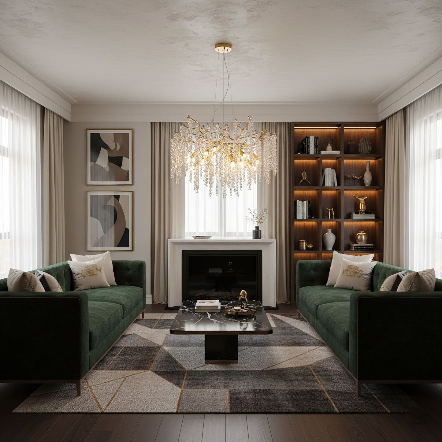 Albero Crystal Chandelier - Elegant Design with Adjustable Height & LE