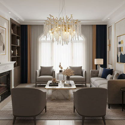 Albero Crystal Chandelier - Elegant Design with Adjustable Height & LE