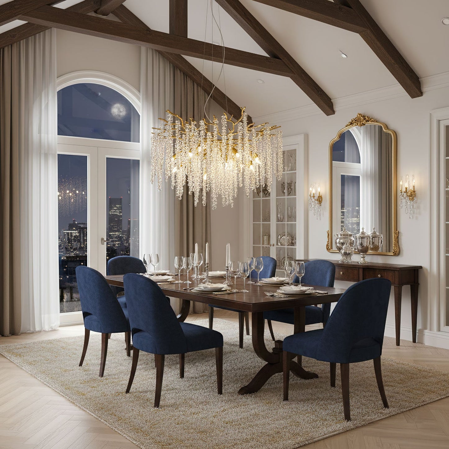 Albero Crystal Chandelier - Elegant Design with Adjustable Height & LE