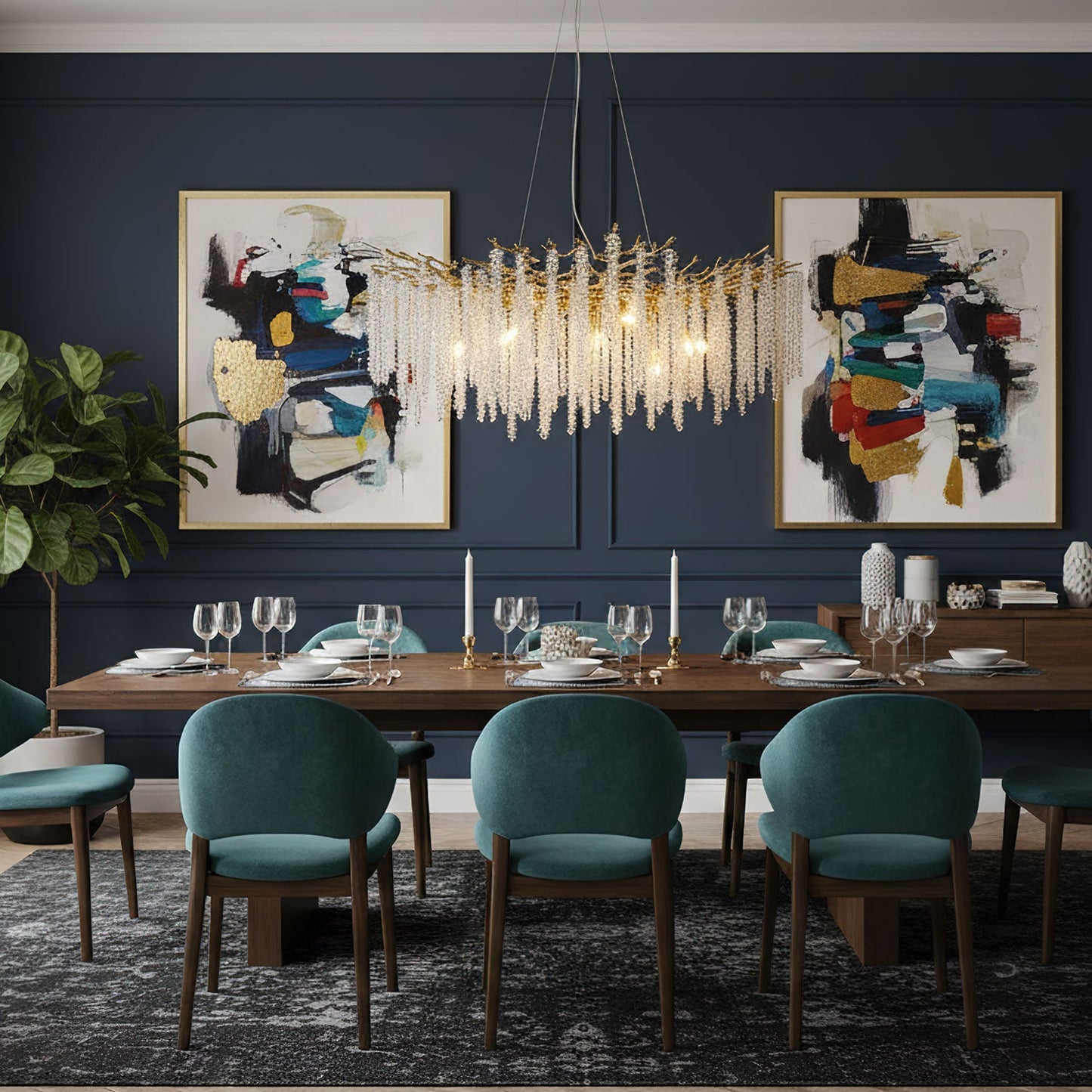 Albero Crystal Chandelier - Elegant Design with Adjustable Height & LE