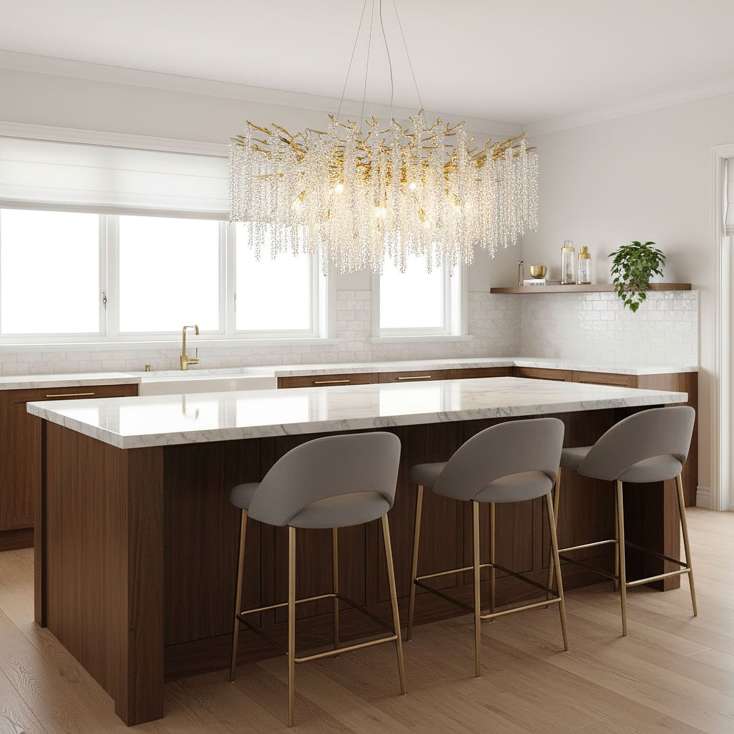 Albero Crystal Chandelier - Elegant Design with Adjustable Height & LE
