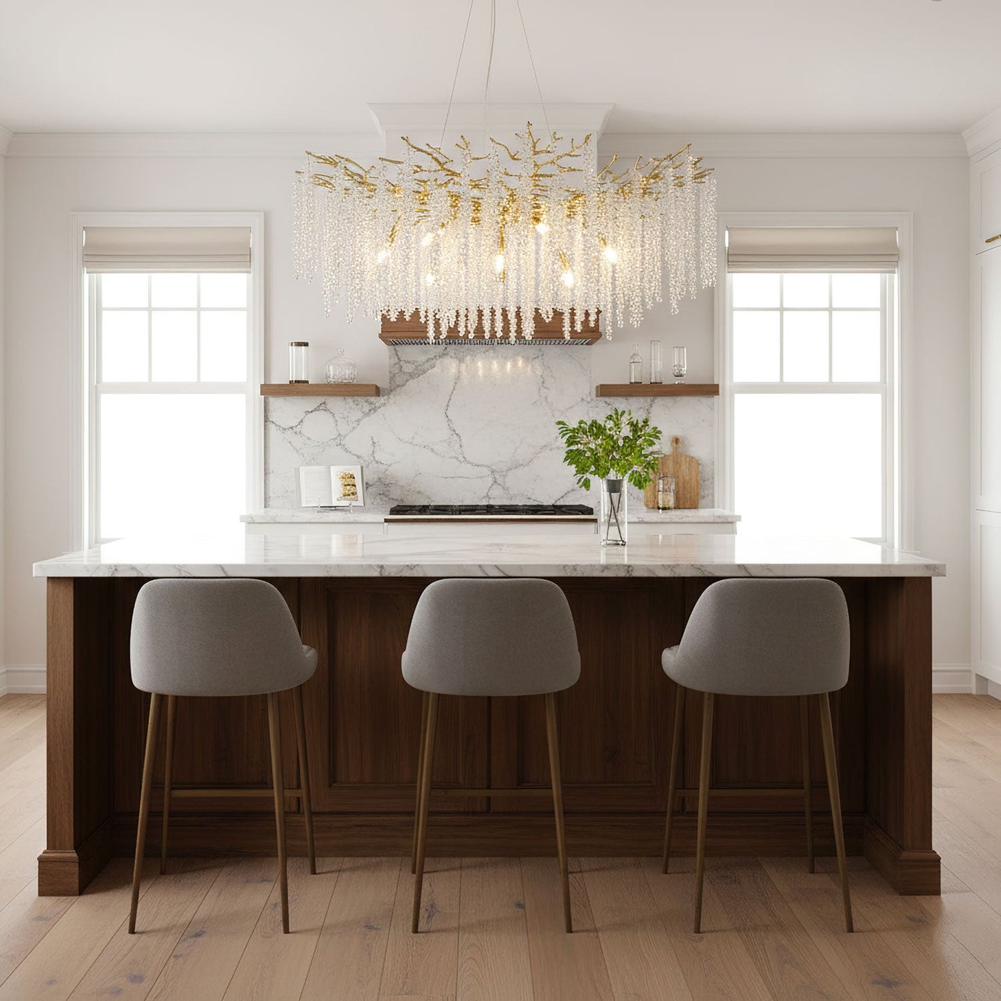 Albero Crystal Chandelier - Elegant Design with Adjustable Height & LE