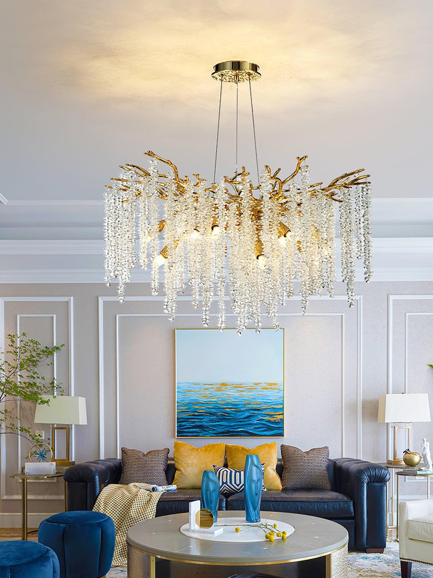 Albero Crystal Chandelier - Elegant Design with Adjustable Height & LE