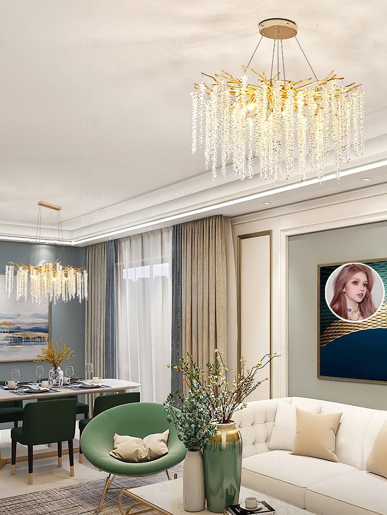 Albero Crystal Chandelier - Elegant Design with Adjustable Height & LE