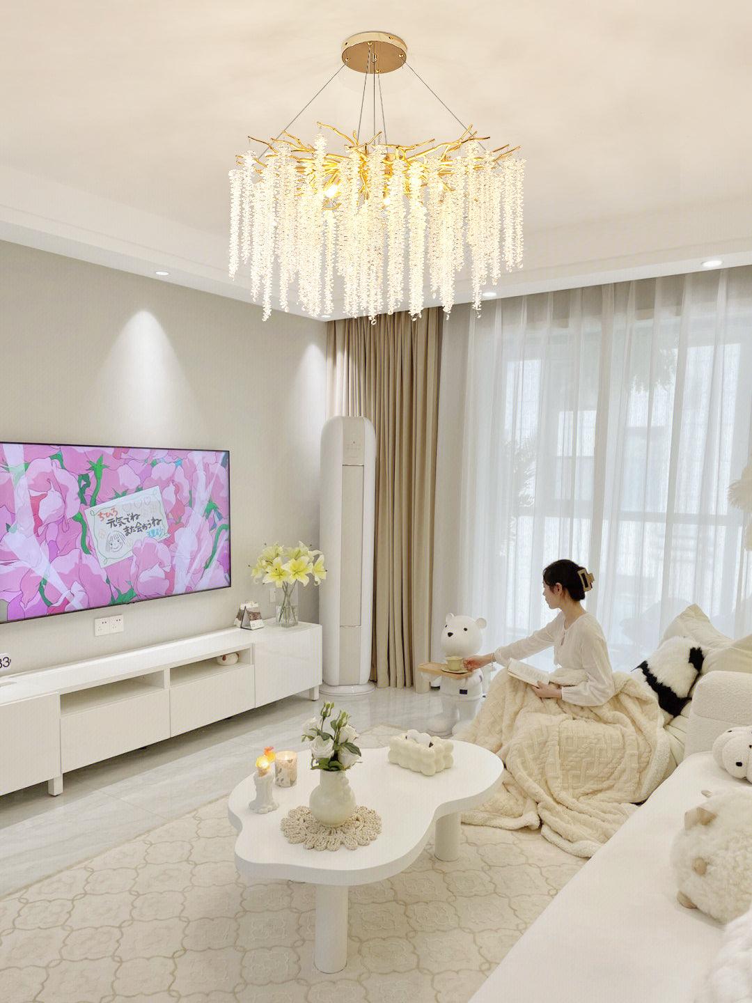Albero Crystal Chandelier - Elegant Design with Adjustable Height & LE