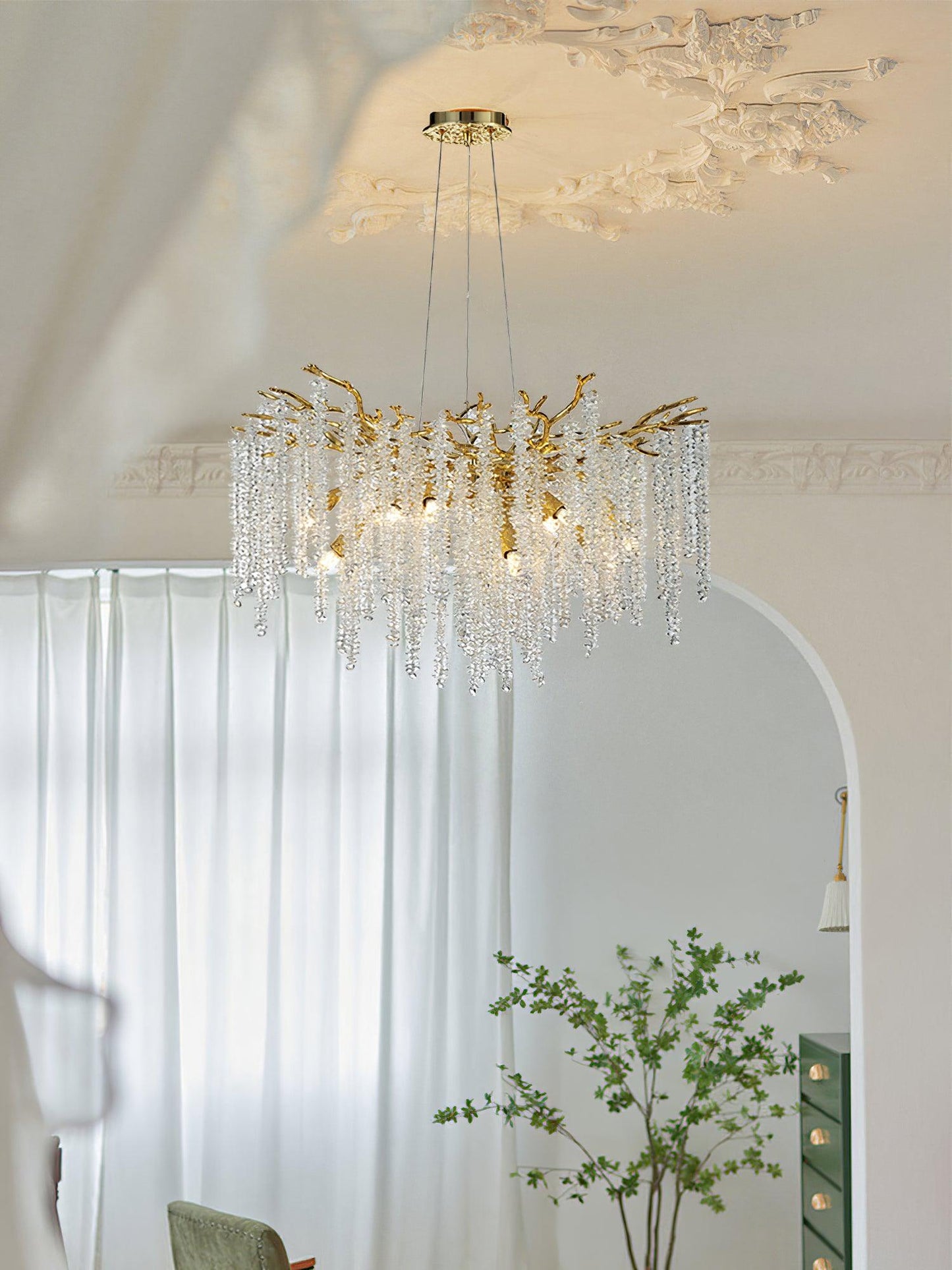 Albero Crystal Chandelier - Elegant Design with Adjustable Height & LE