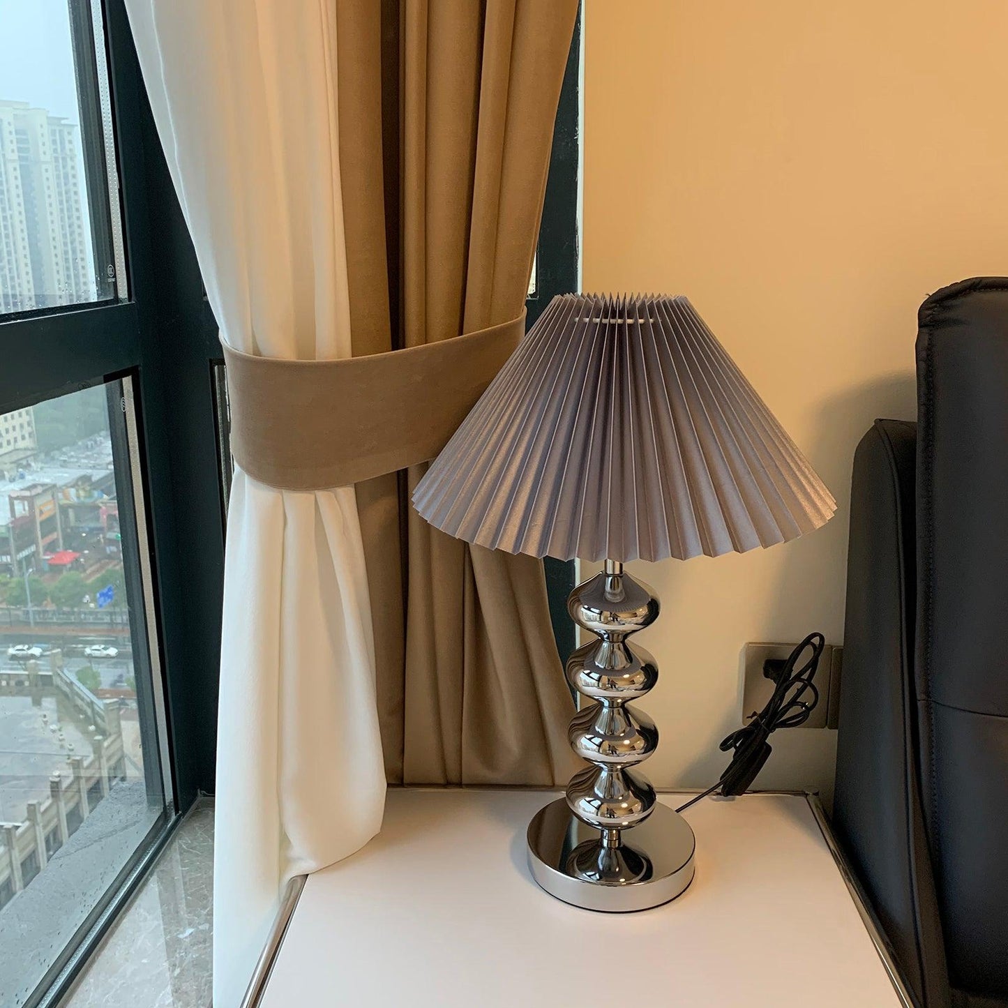 Aleisha Pleated Table Lamp - Adjustable Brightness, Elegant Design