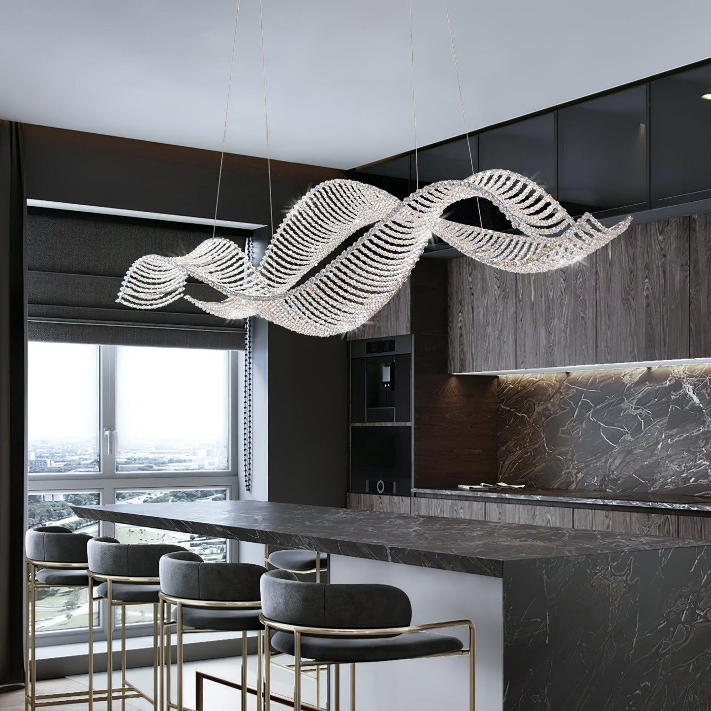 Alon Chandelier - Modern Design with Dimmable LED Lights and Adjustabl