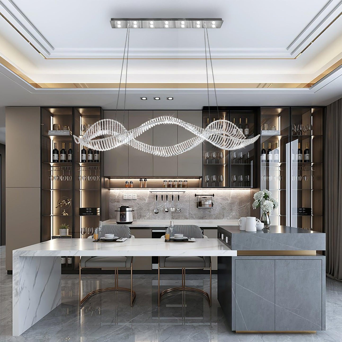 Alon Chandelier - Modern Design with Dimmable LED Lights and Adjustabl