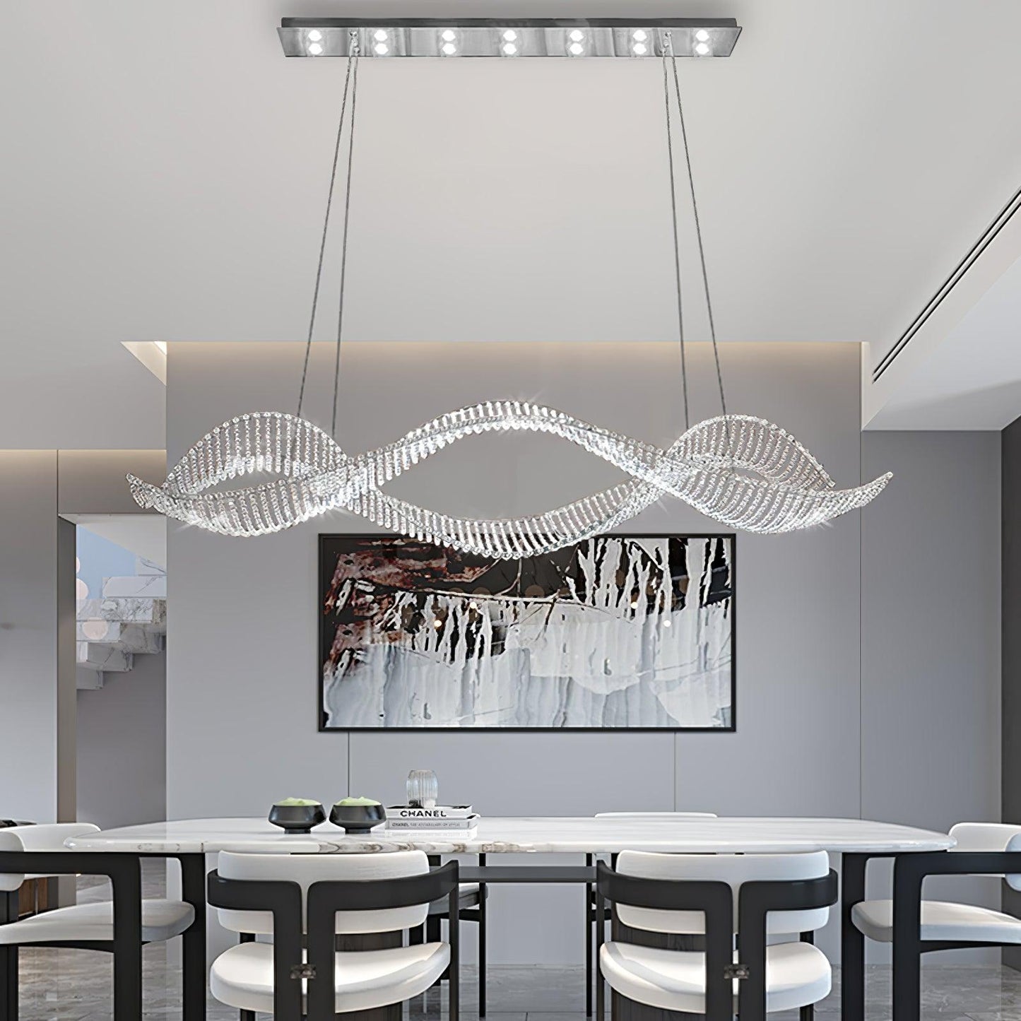 Alon Chandelier - Modern Design with Dimmable LED Lights and Adjustabl