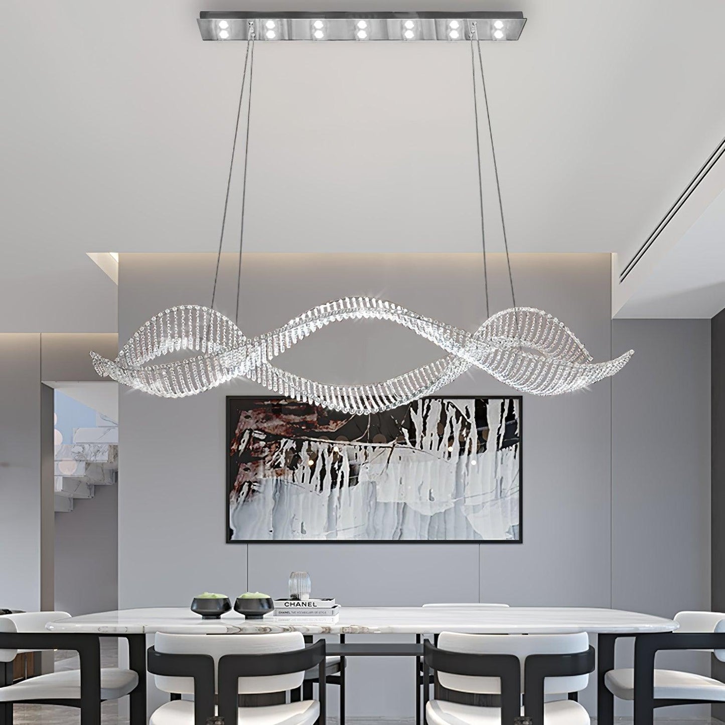 Alon Chandelier - Modern Design with Dimmable LED Lights and Adjustabl