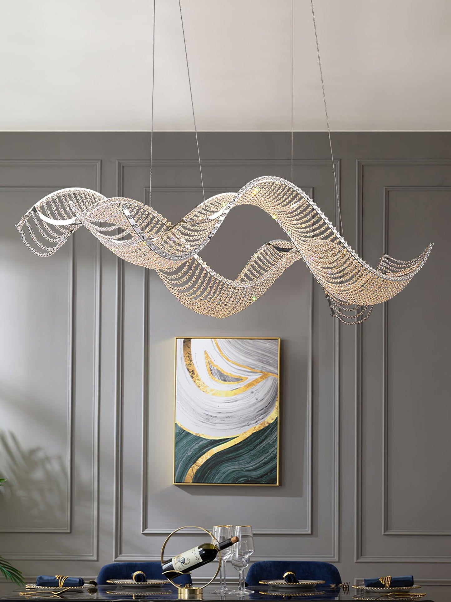 Alon Chandelier - Modern Design with Dimmable LED Lights and Adjustabl