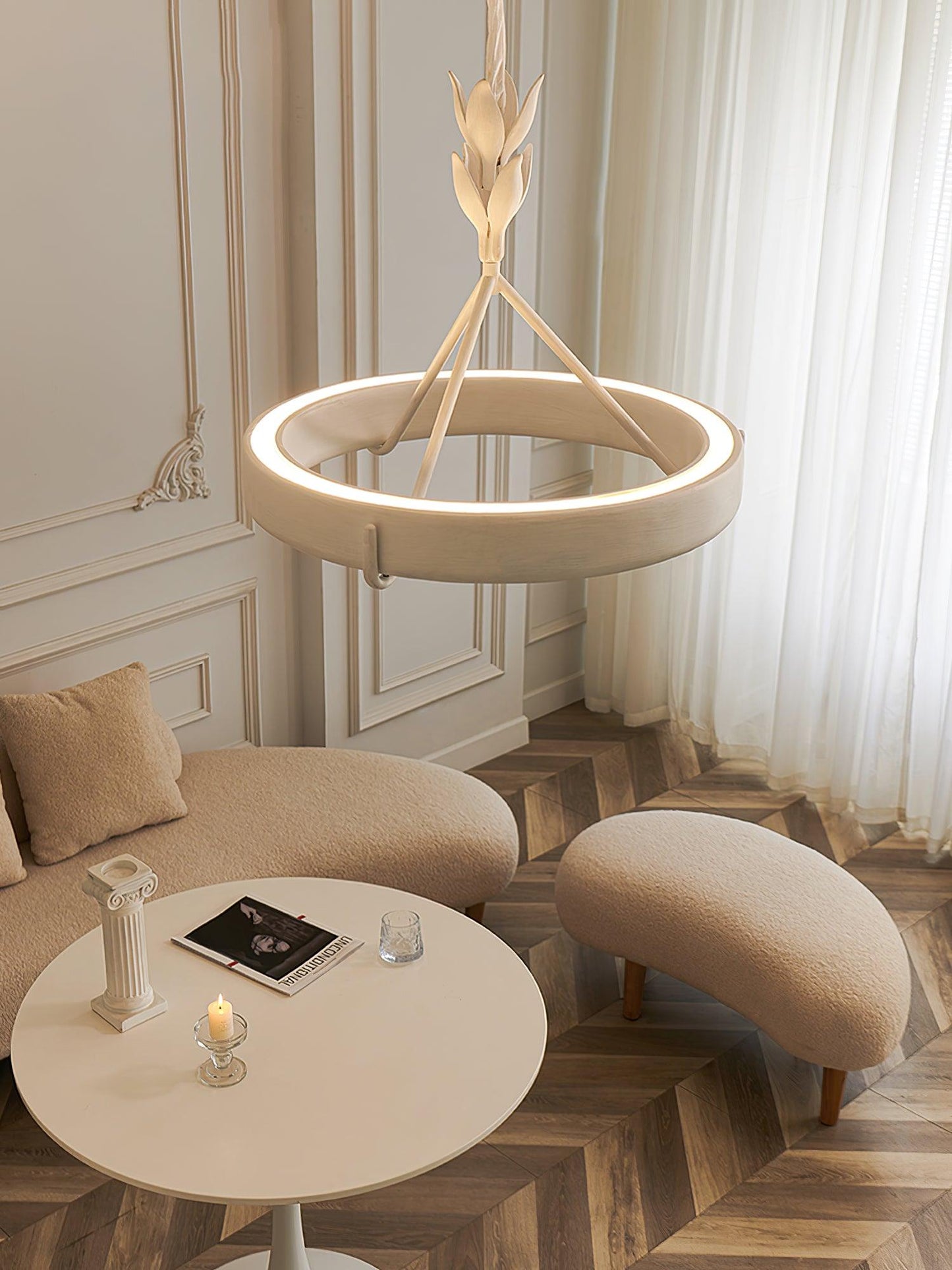 Tinsley Plaster Chandelier - Elegant Design with Adjustable Height & S