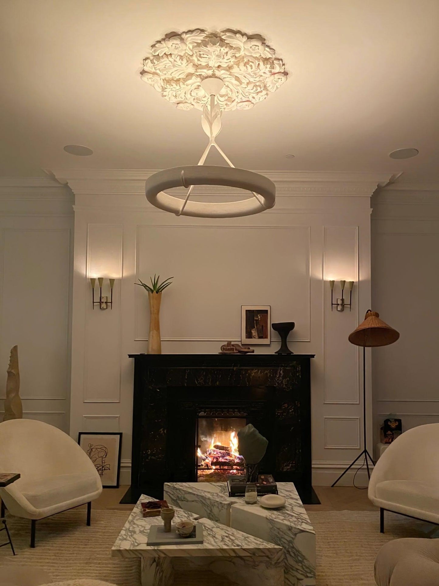Tinsley Plaster Chandelier - Elegant Design with Adjustable Height & S