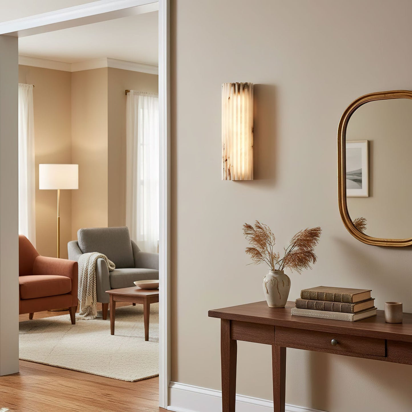 Alabaster Wall Light - Elegant Design, Adjustable Brightness