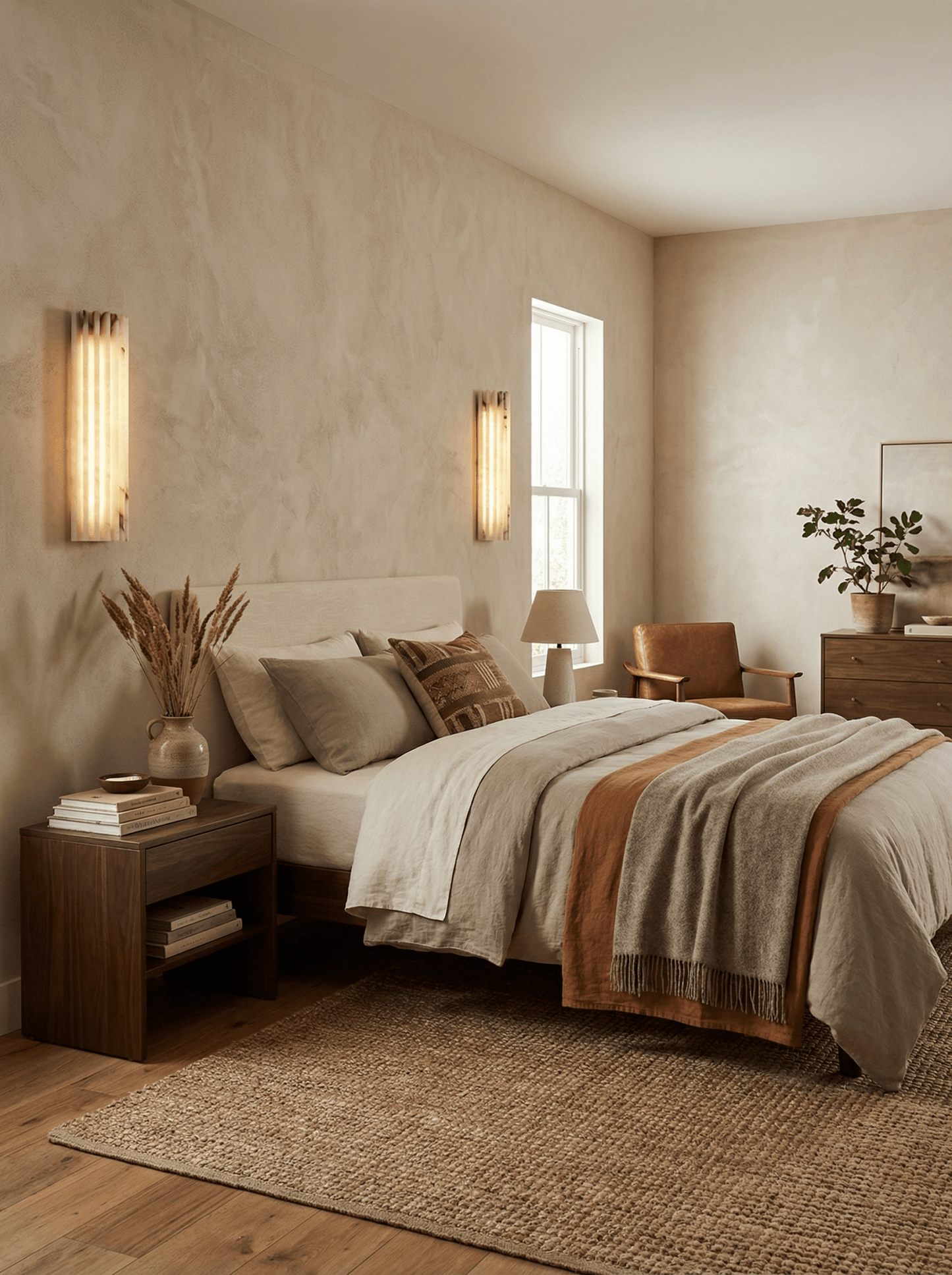 Alabaster Wall Light - Elegant Design, Adjustable Brightness