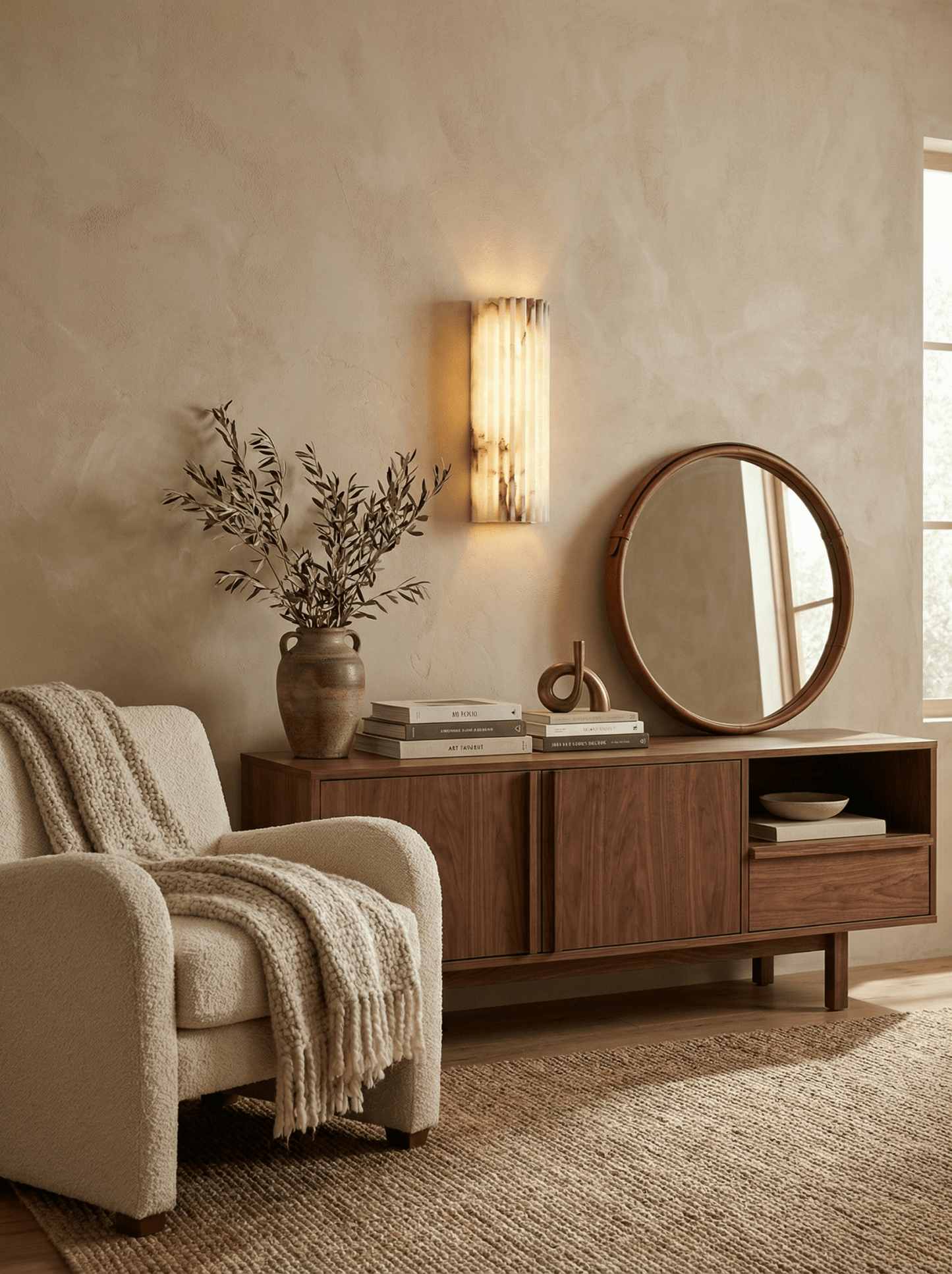 Alabaster Wall Light - Elegant Design, Adjustable Brightness