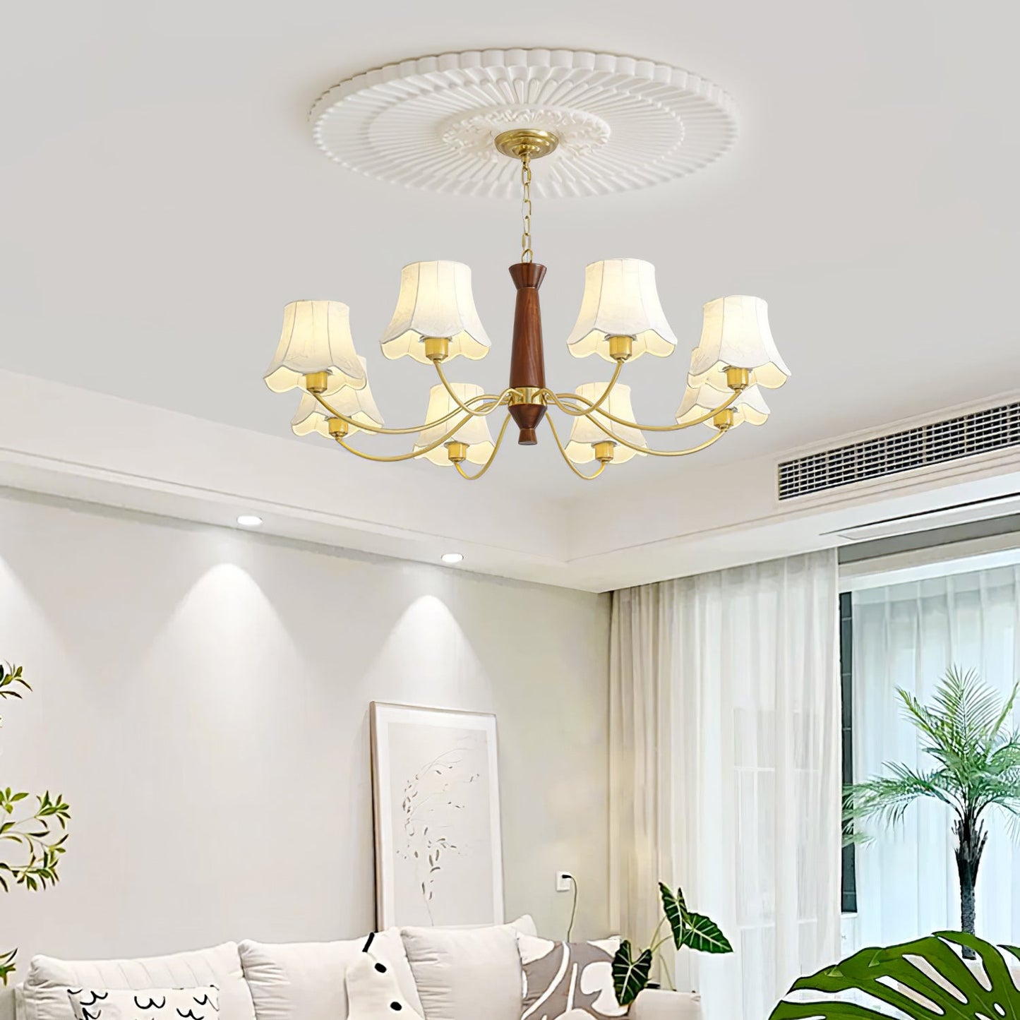Alyssa Fabric Chandelier - Elegant Design with Adjustable Height & Sof