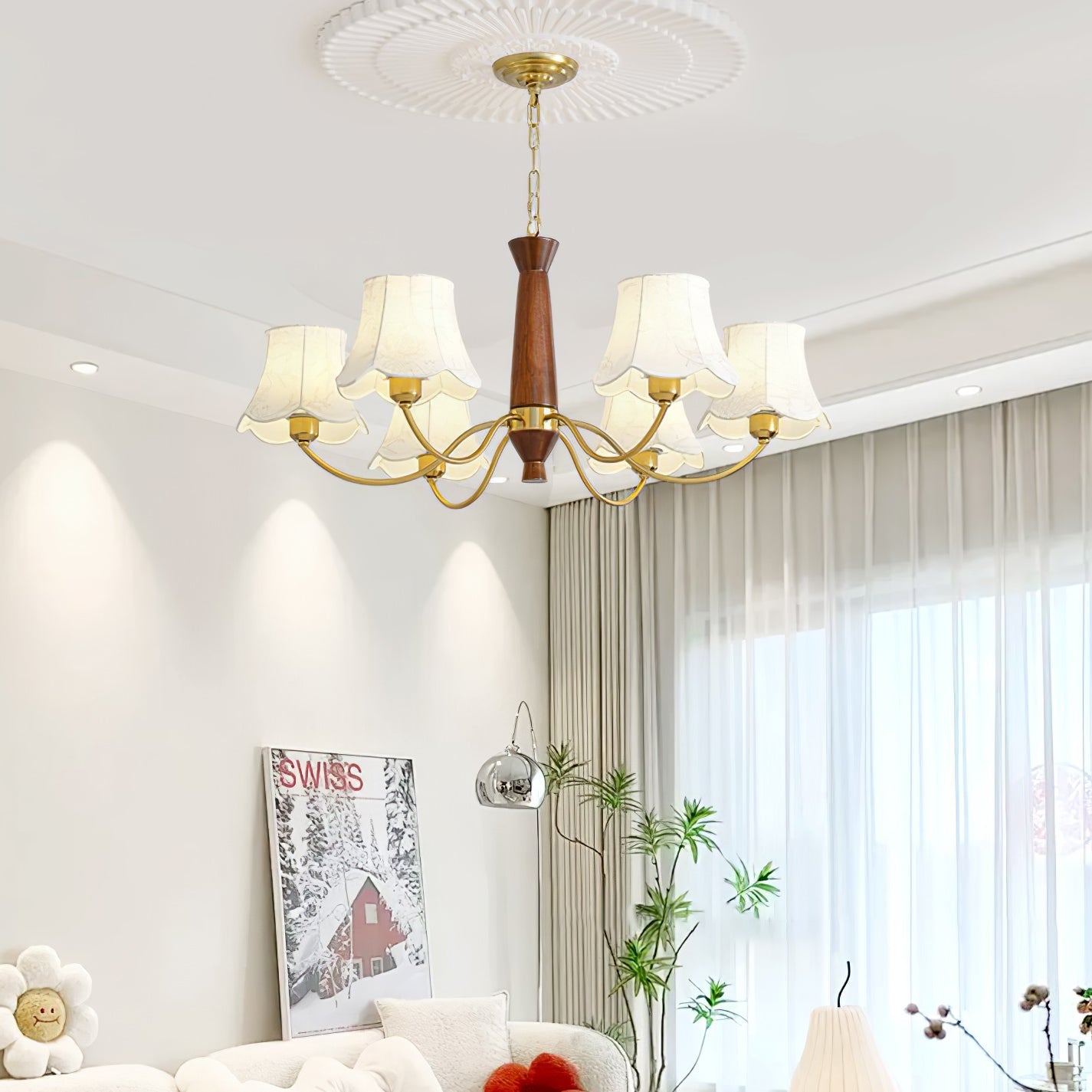 Alyssa Fabric Chandelier - Elegant Design with Adjustable Height & Sof