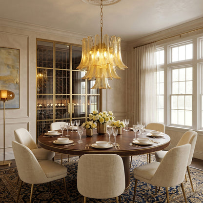 Amber Cascade Glass Chandelier - Elegant Design with Adjustable Height
