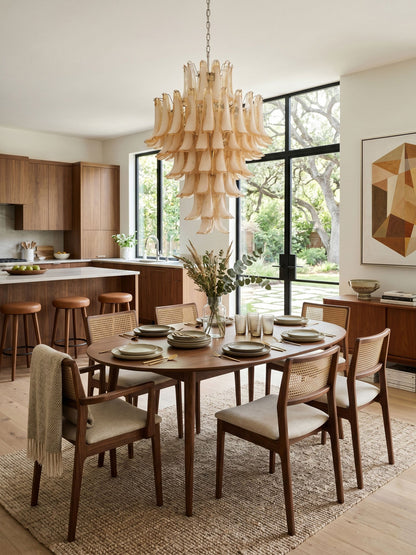 Amber Cloud Glass Petals Chandelier - Elegant Design & Adjustable Heig