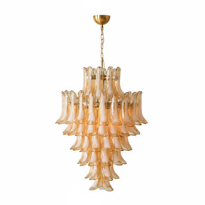 Amber Cloud Glass Petals Chandelier - Elegant Design & Adjustable Heig