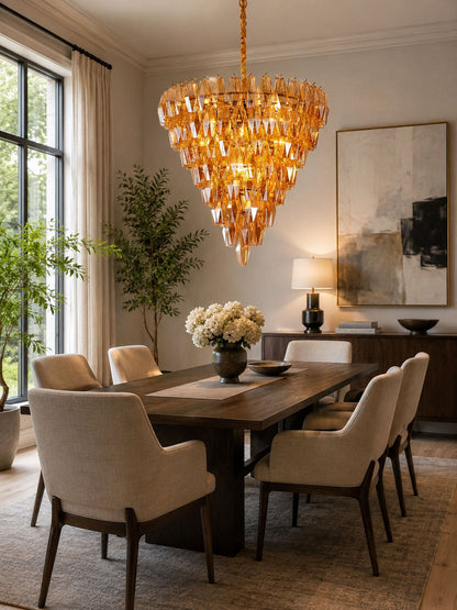 Amber Empire Chandelier - Elegant Design with Adjustable Height & LED