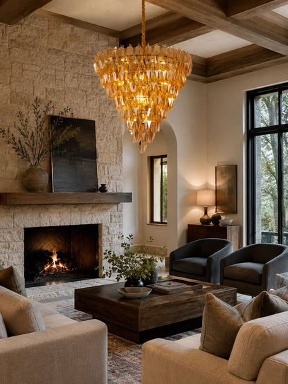 Amber Empire Chandelier - Elegant Design with Adjustable Height & LED