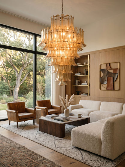 Amber Petalo Chandelier - Elegant Design with Adjustable Height & LED