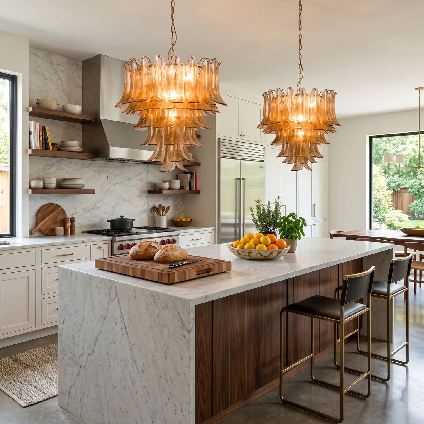 Amber Petalo Chandelier - Elegant Design with Adjustable Height & LED