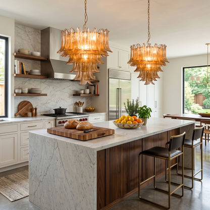 Amber Petalo Chandelier - Elegant Design with Adjustable Height & LED