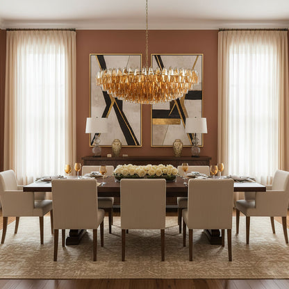 Amber Sorrento Chandelier - Elegant Design with Adjustable Height & LE