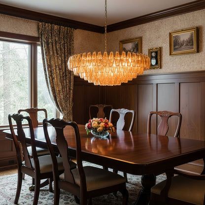 Amber Sorrento Chandelier - Elegant Design with Adjustable Height & LE