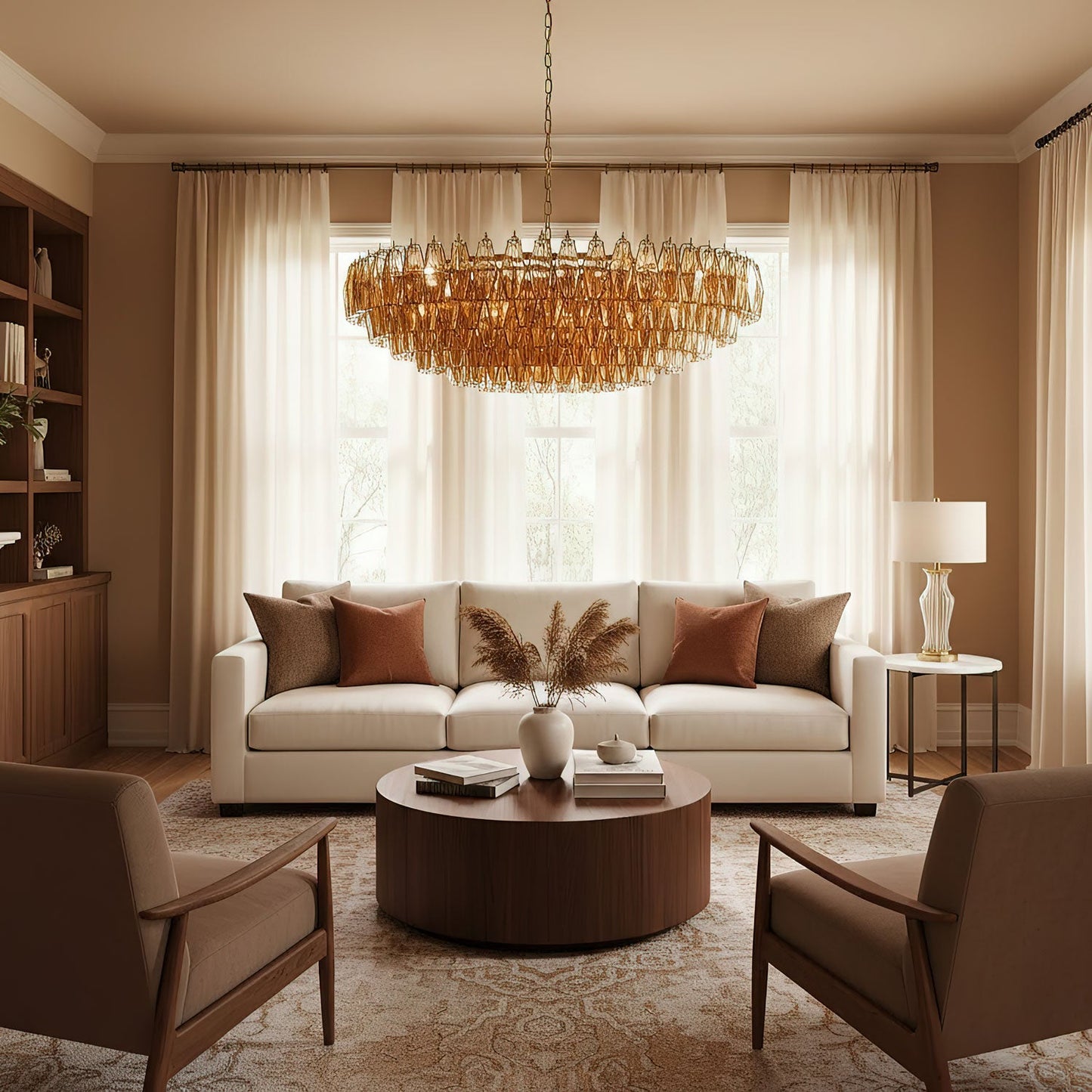 Amber Sorrento Chandelier - Elegant Design with Adjustable Height & LE