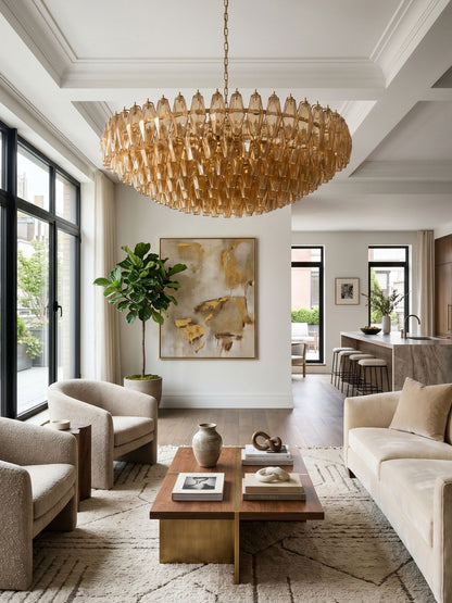 Amber Sorrento Chandelier - Elegant Design with Adjustable Height & LE