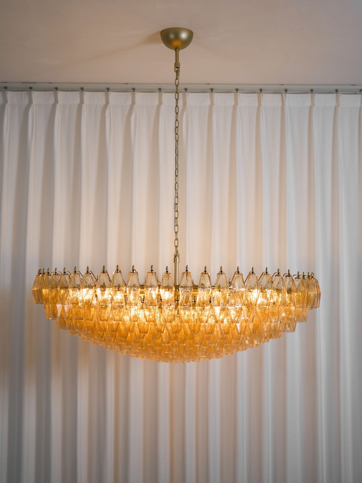 Amber Sorrento Chandelier - Elegant Design with Adjustable Height & LE