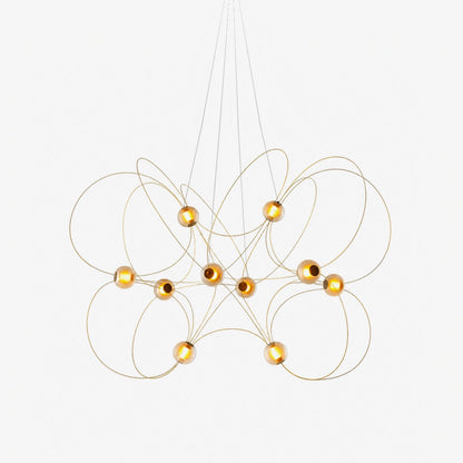 Amber Glass Orb Loop Chandelier - Elegant Design with Adjustable Heigh