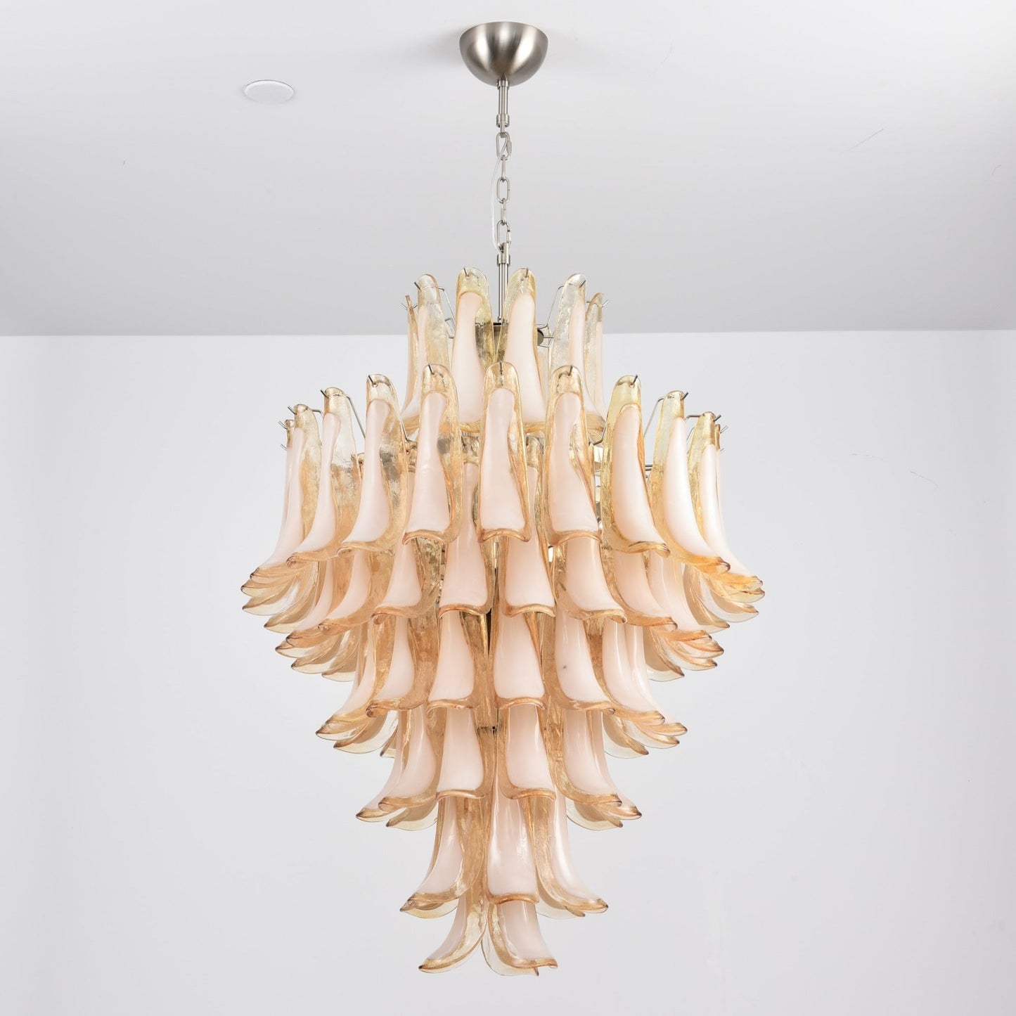 Amber Cloud Glass Petals Chandelier - Elegant Design & Adjustable Heig