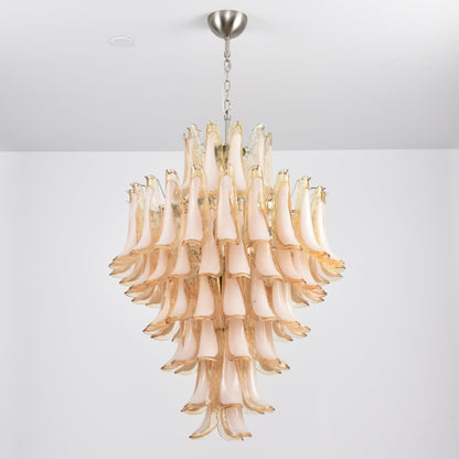 Amber Cloud Glass Petals Chandelier - Elegant Design & Adjustable Heig