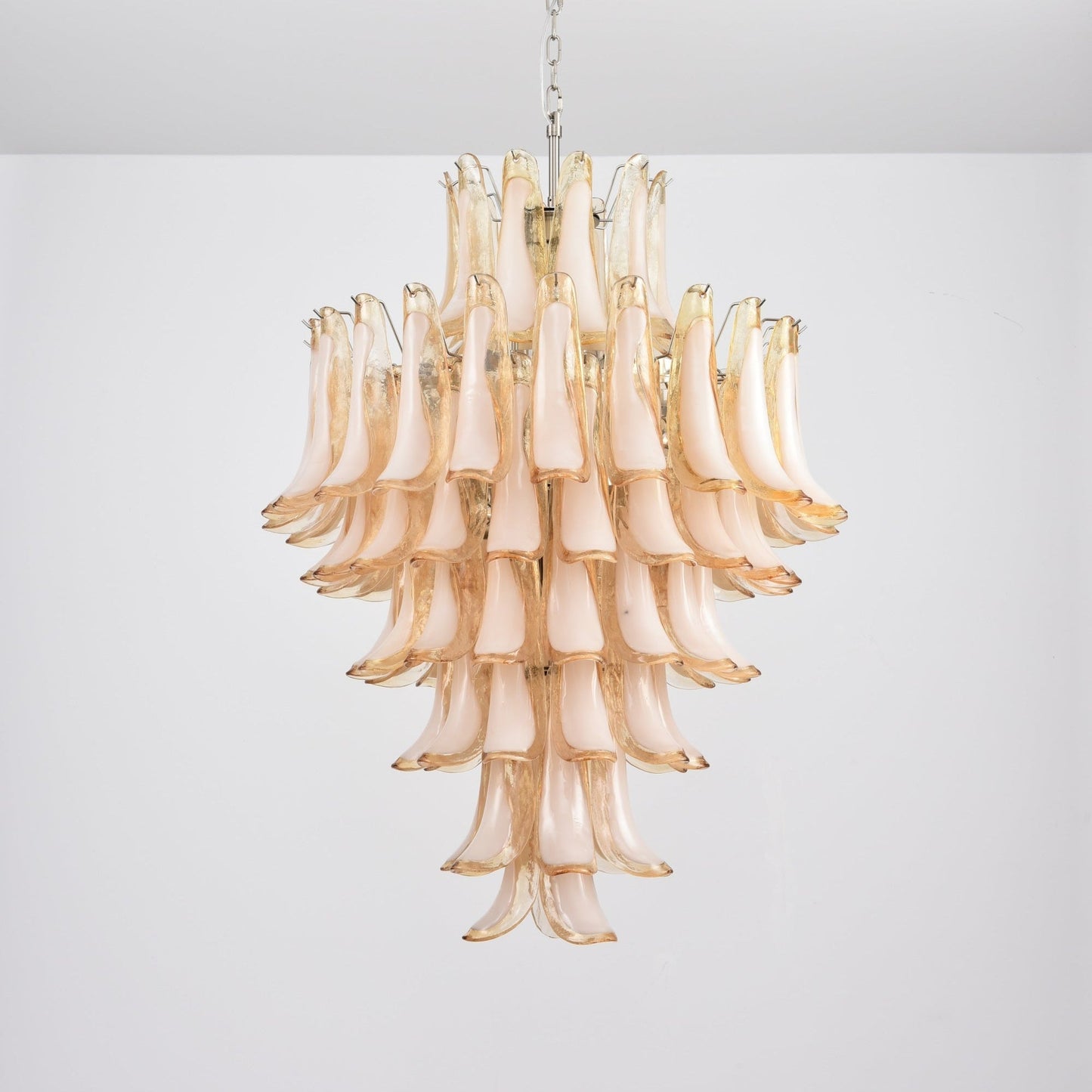 Amber Cloud Glass Petals Chandelier - Elegant Design & Adjustable Heig