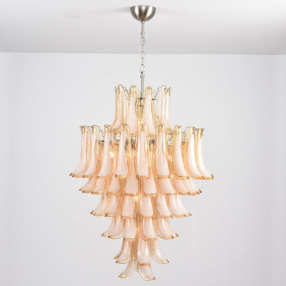 Amber Cloud Glass Petals Chandelier - Elegant Design & Adjustable Heig