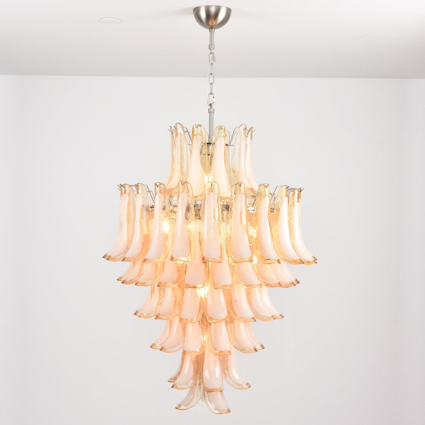 Amber Cloud Glass Petals Chandelier - Elegant Design & Adjustable Heig